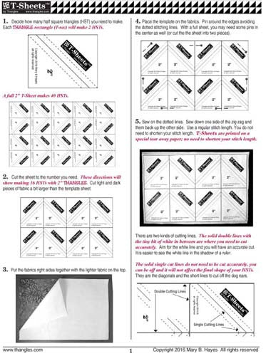 2" T-Sheets - Make Half Square Triangles, Easy, Fast, Accurate