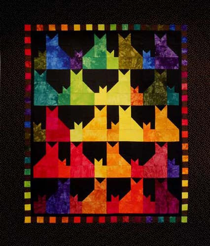Cat Quilts, Cats and the Thangles "Tulip" Unit