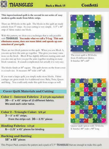 Thangles Confetti Quilt Project Pack Back