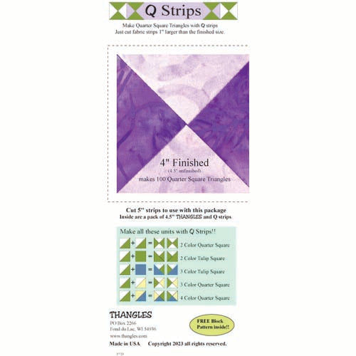 Q Strips - 4" Finished QSTs.  Make Quarter Square Triangles From Strips.  Easy, Fast, and Accurate.