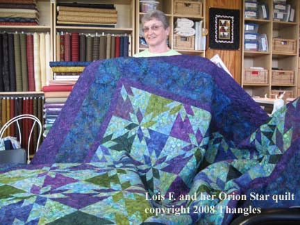 Lois F. with her Thangles Orion Star quilt