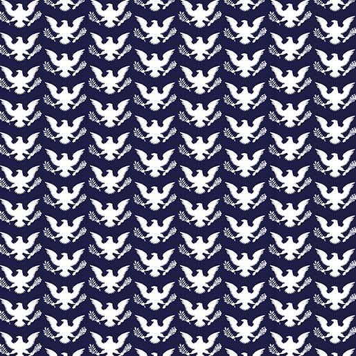 Eagles in Navy, Your Vote Counts  - Fabric by the yard.